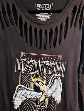 Led Zeppelin Icarus Slash Neck Band T-Shirt Black